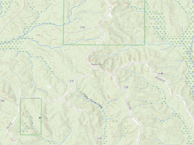 USGS topographic map of Leaf River WMA camp site 13