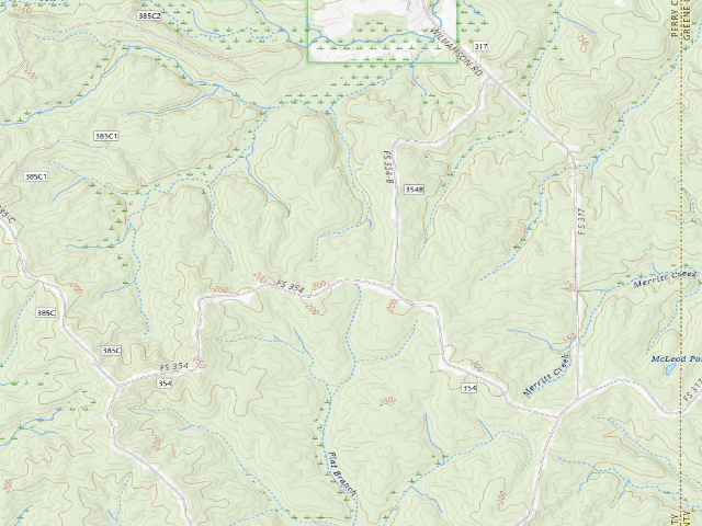 USGS topographic map of Leaf River WMA camp site 14