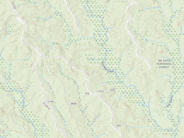 USGS topographic map of Leaf River WMA camp site 17