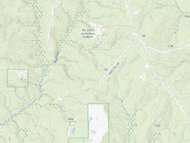 USGS topographic map of Leaf River WMA camp site 2