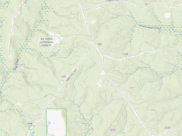 USGS topographic map of Leaf River WMA camp site 3