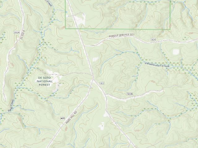 USGS topographic map of Leaf River WMA camp site 4
