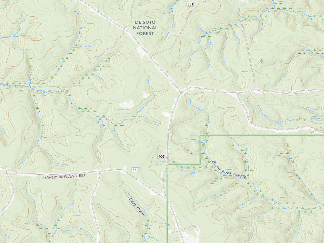 USGS topographic map of Leaf River WMA camp site 6