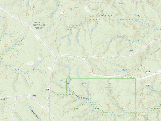 USGS topographic map of Leaf River WMA camp site 7