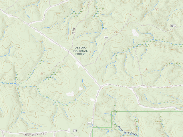 USGS topographic map of Leaf River WMA camp site 8