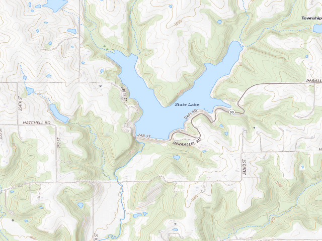 USGS topographic map of Leavenworth State Fishing Lake