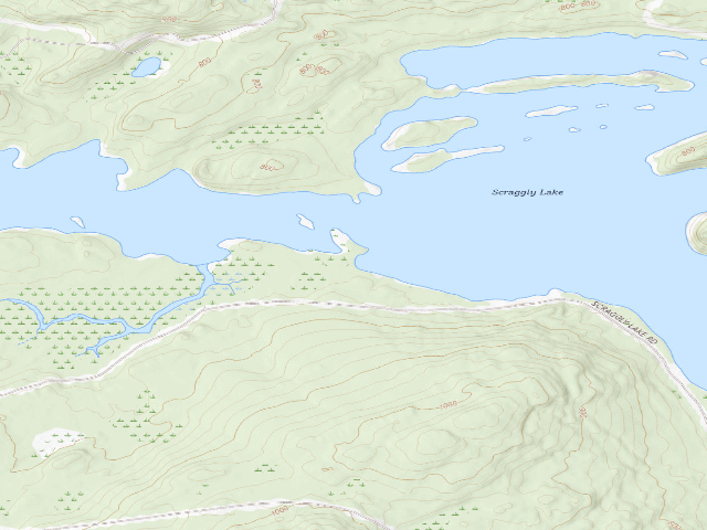 USGS topographic map of Ledges (Scraggly Lake Public Land)