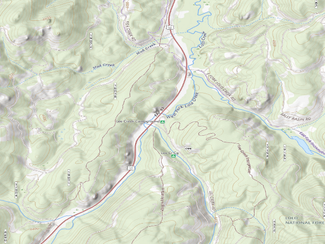 USGS topographic map of Lee Creek Campground