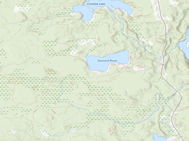USGS topographic map of Leonard Pond Campsite (Grass River Wild Forest)