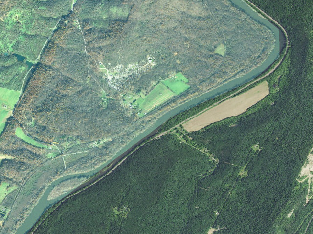 Aerial image of Leopards Mill hiker-biker campsite (C&O Canal towpath mile 129.9)