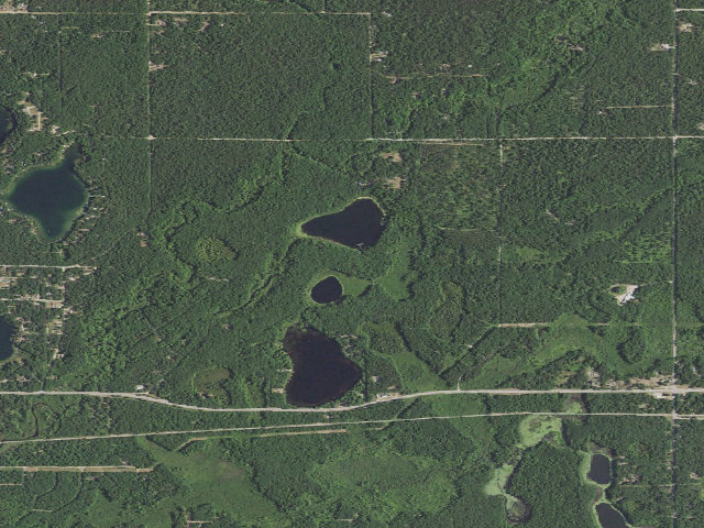 Aerial image of Leverentz Lake State Forest Campground