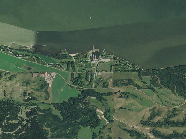 Aerial image of Lewis and Clark Lake SRA