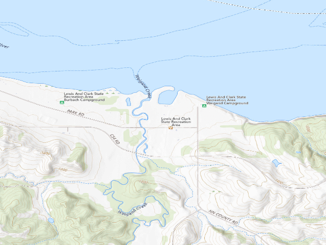 USGS topographic map of Lewis and Clark Lake SRA