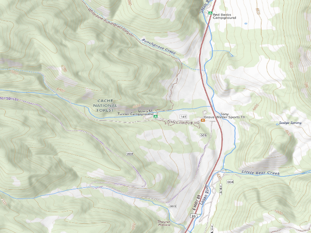 USGS topographic map of Lewis M. Turner Campground