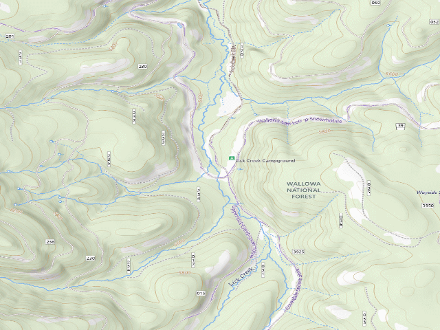 USGS topographic map of Lick Creek Campground