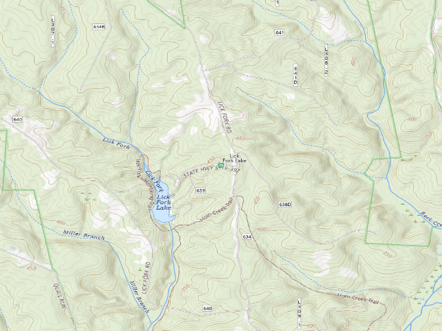USGS topographic map of Lick Fork Lake