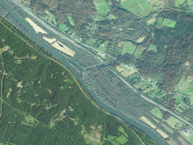 Aerial image of Licking Creek hiker-biker campsite (C&O Canal towpath mile 116.0)