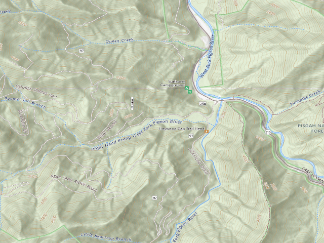 USGS topographic map of Lickstone Dispersed Campsites