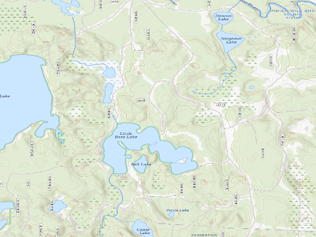 USGS topographic map of Little Bass Lake Camping Area