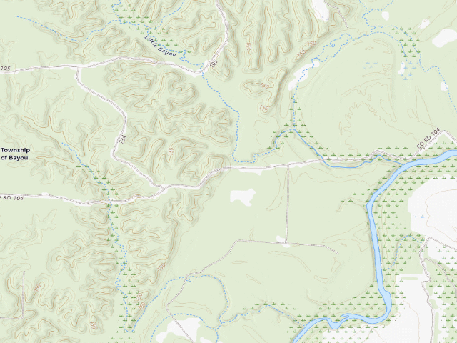 USGS topographic map of Little Bayou Camping Area