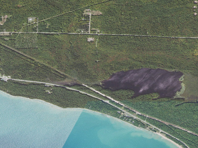 Aerial image of Little Brevort Lake-North State Forest Campground