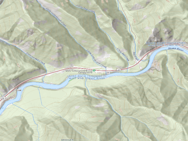 USGS topographic map of Little Cottonwood Group Campground