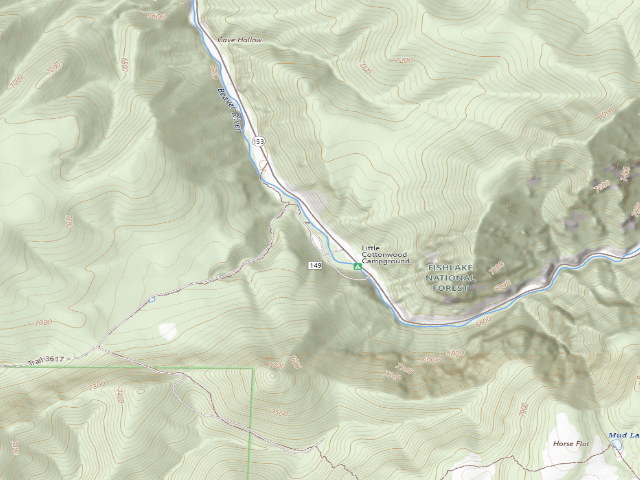 USGS topographic map of Little Cottonwood Rec Site