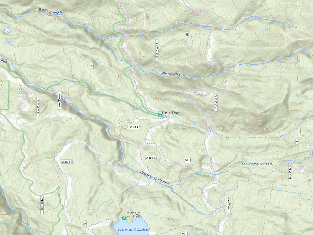 USGS topographic map of Little Doe Campground