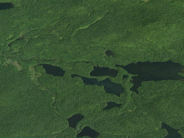 Aerial image of Little Fish Pond Campsite (Saint Regis Canoe Area)