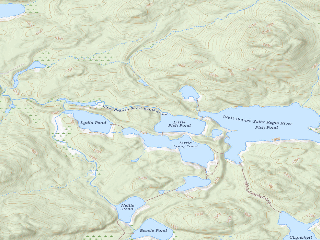 USGS topographic map of Little Fish Pond Campsite (Saint Regis Canoe Area)