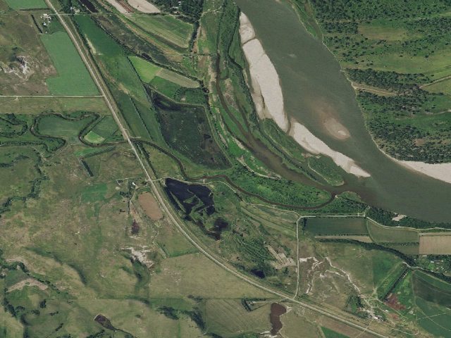 Aerial image of Little Heart Bottoms WMA (Morton County)