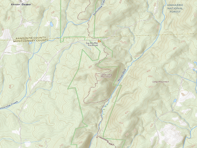 USGS topographic map of Little Long Mountain Shelter