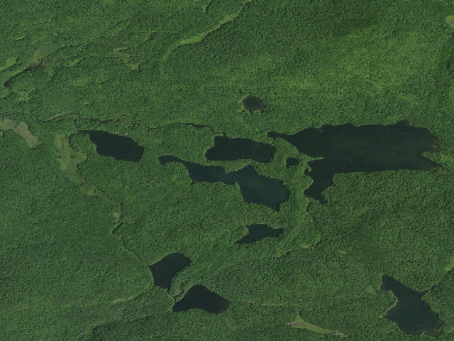 Aerial image of Little Long Pond Campsite (Saint Regis Canoe Area)