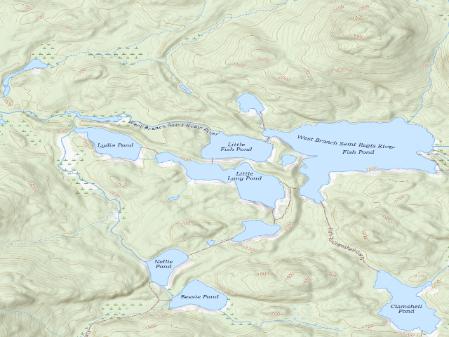 USGS topographic map of Little Long Pond Campsite (Saint Regis Canoe Area)