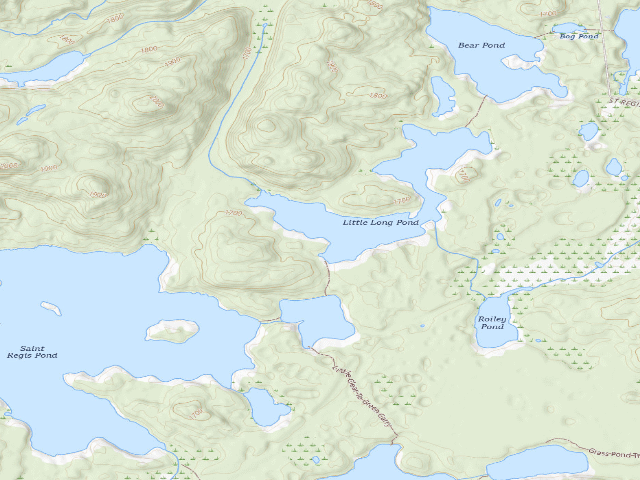 USGS topographic map of Little Long Pond East Site 1 (Saint Regis Canoe Area)