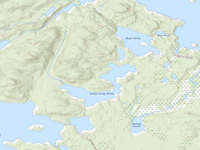USGS topographic map of Little Long Pond East Site 2 (Saint Regis Canoe Area)