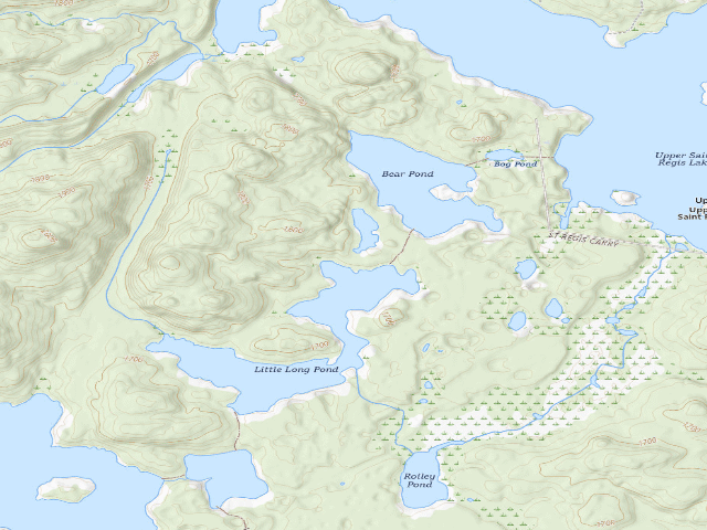 USGS topographic map of Little Long Pond East Site 3 (Saint Regis Canoe Area)