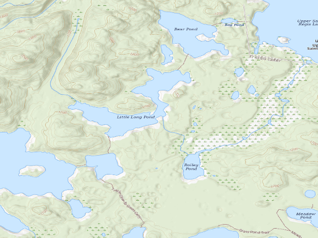 USGS topographic map of Little Long Pond East Site 5 (Saint Regis Canoe Area)