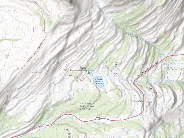 USGS topographic map of Little Molas Lake Campground