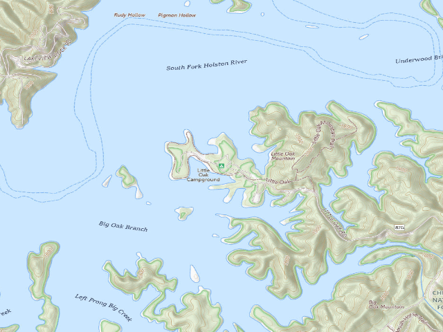 USGS topographic map of Little Oak Campground