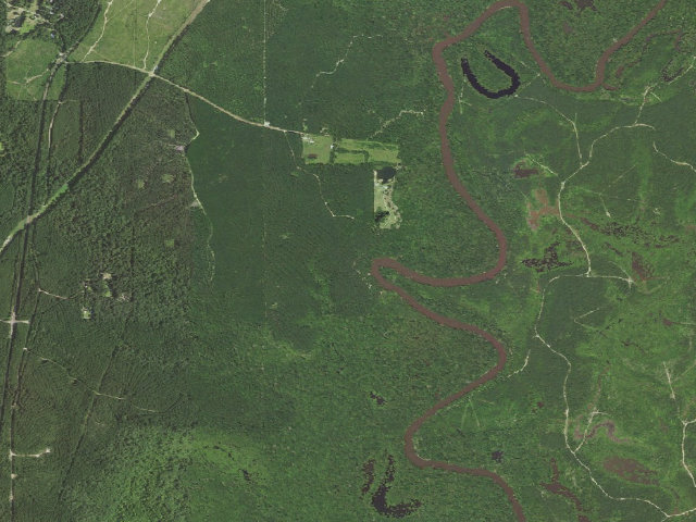 Aerial image of Little River WMA camping area -- Doughty Bluff