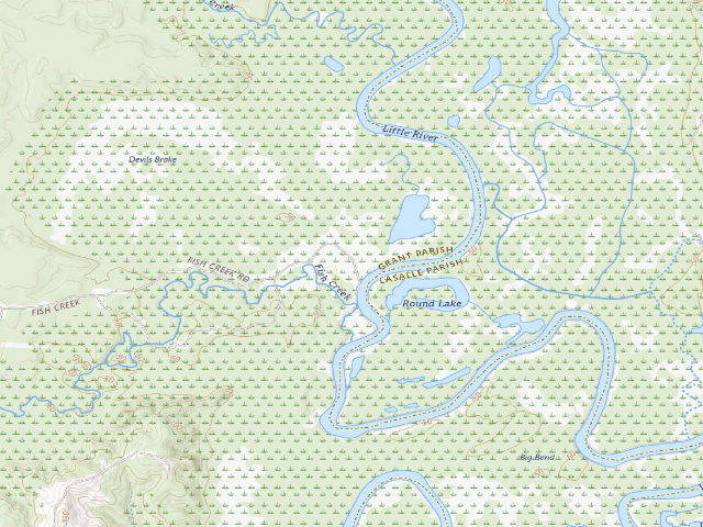USGS topographic map of Little River WMA primitive camping area 2