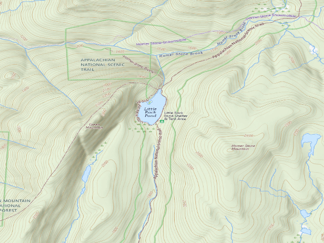 USGS topographic map of Little Rock Pond Shelter & Tent Area