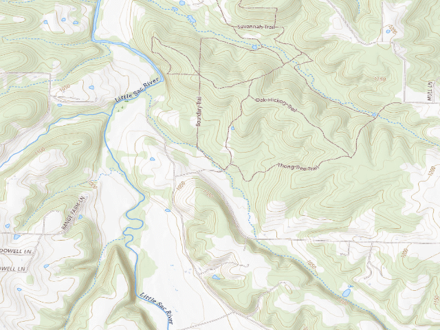 USGS topographic map of Little Sac Woods Conservation Area