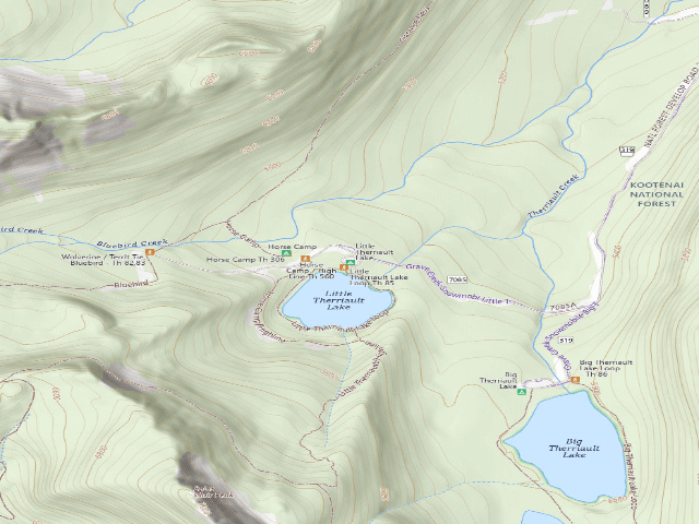 USGS topographic map of Little Therriault Lake Campground