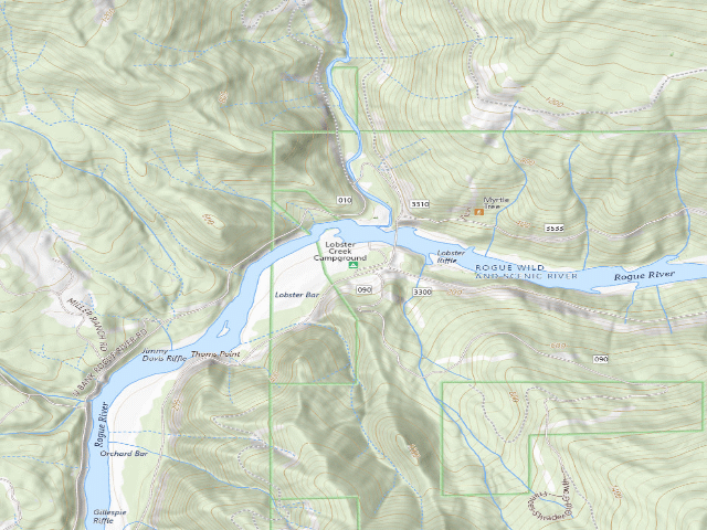 USGS topographic map of Lobster Creek Campground