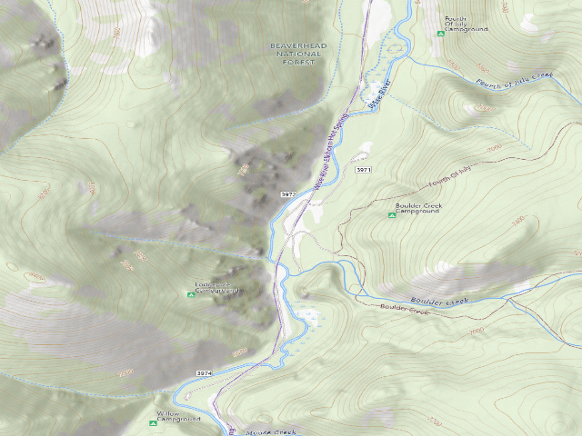USGS topographic map of Lodge Pole Campground