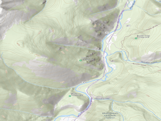 USGS topographic map of Lodgepole Campground