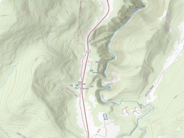 USGS topographic map of Lodgepole Campground