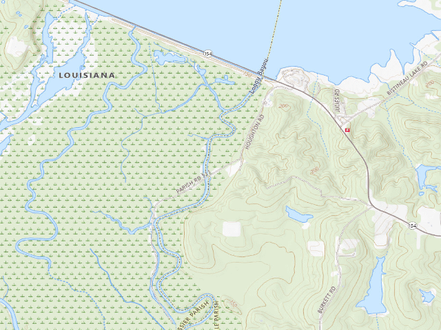 USGS topographic map of Loggy Bayou WMA primitive camping area 1